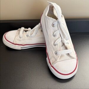 Converse All Star Kids Low Top Sneakers White Red Trim Size 10 Toddler